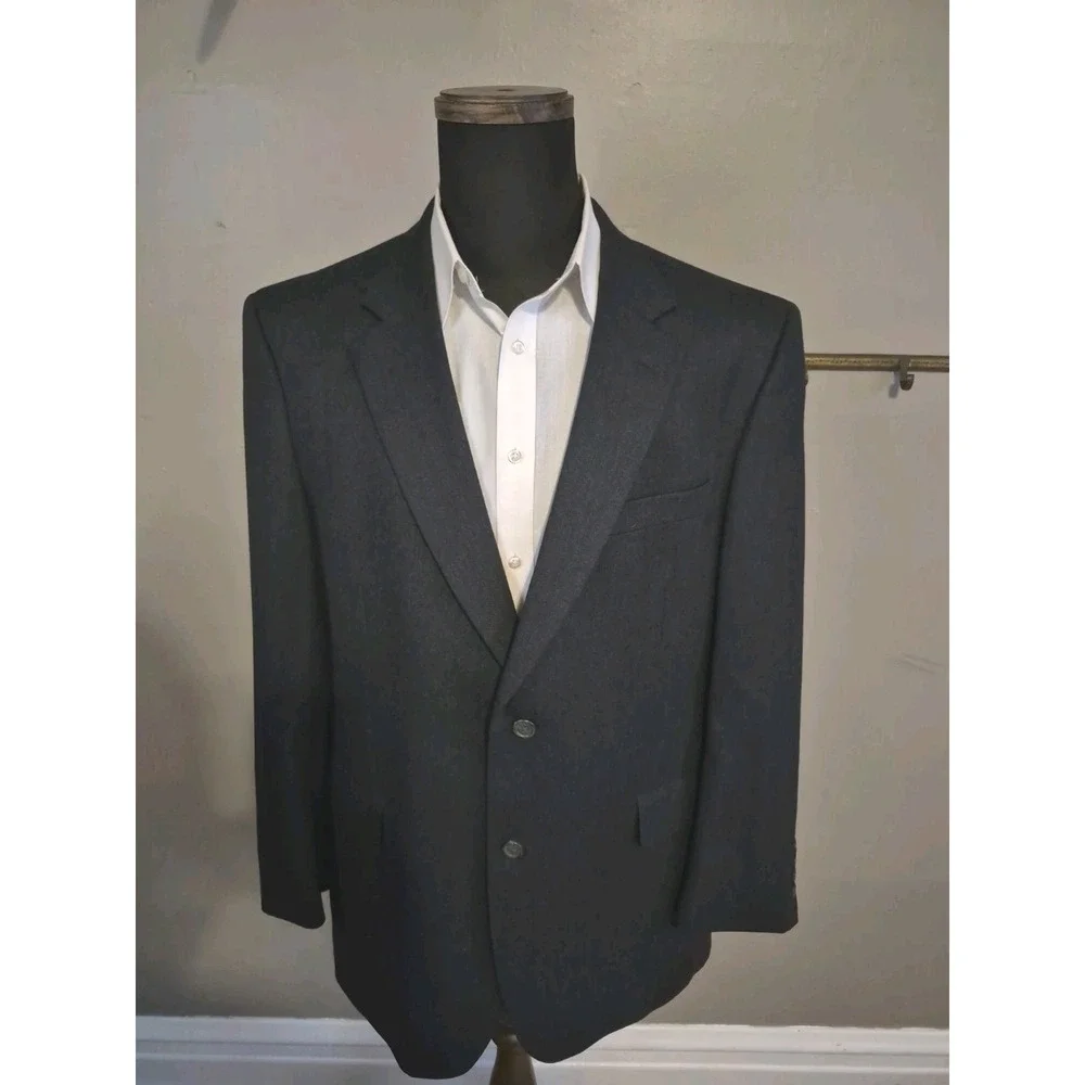 Jos A Bank Mens Wool Cashmere Sports Coat 44R Gray 2 Button Blazer M804